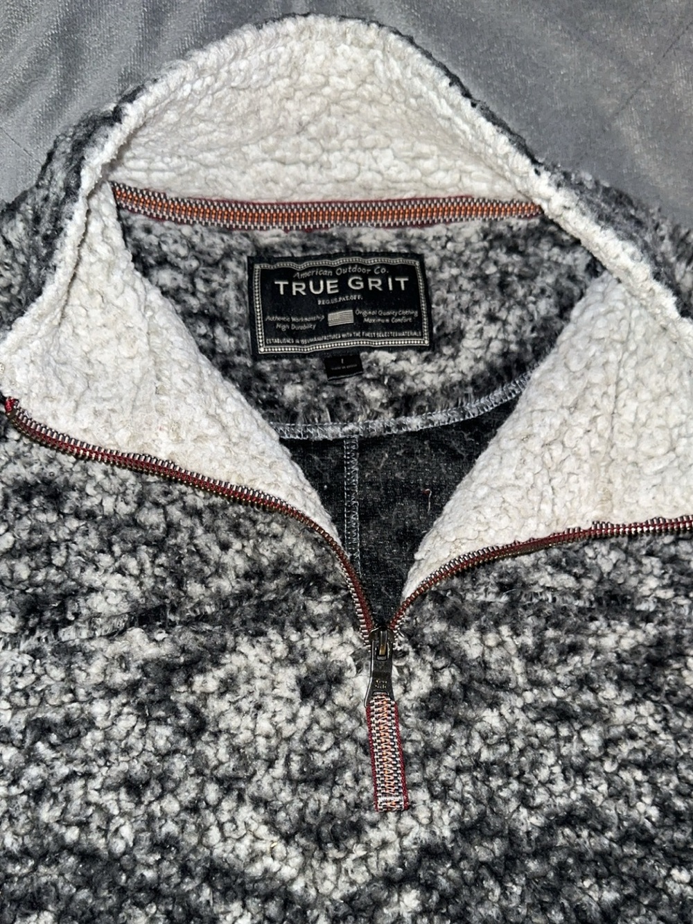 True Grit Men's Black and White Sherpa Quarter-Zip Sweater